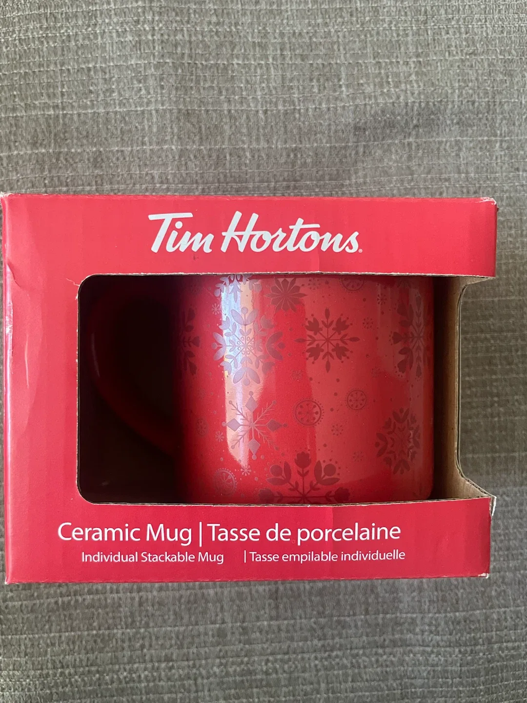 NEW! Tim Hortons Red Snowflake Ceramic Mug