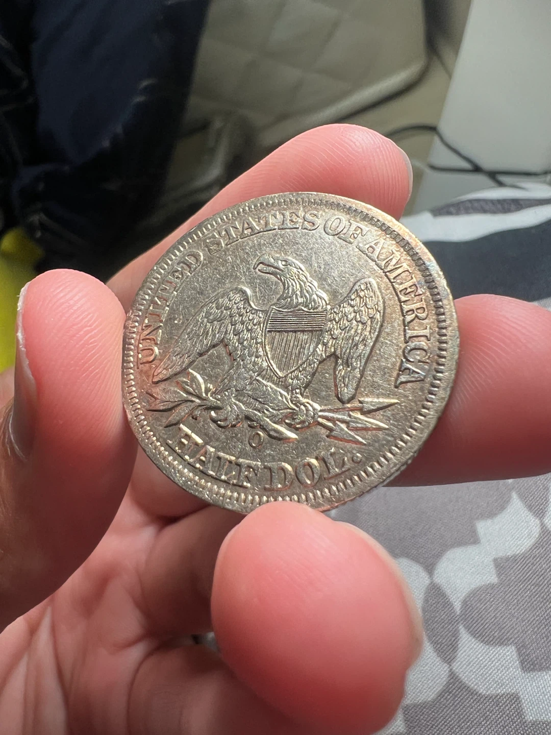 1856-O Seated Liberty Half Dollar Coin Au50 toned - photo 4