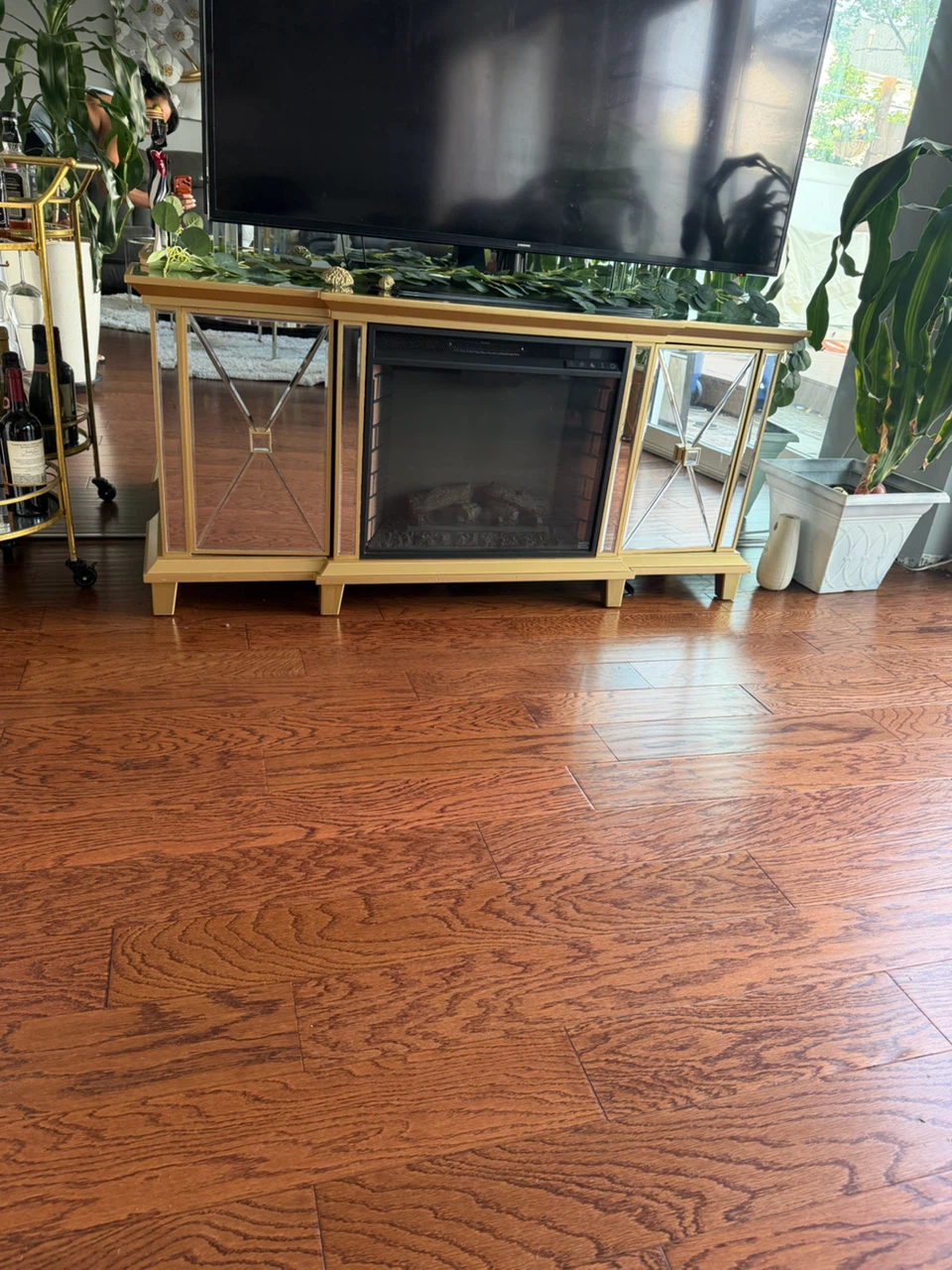 Mirrored Electric Fireplace TV Stand Console - photo 3