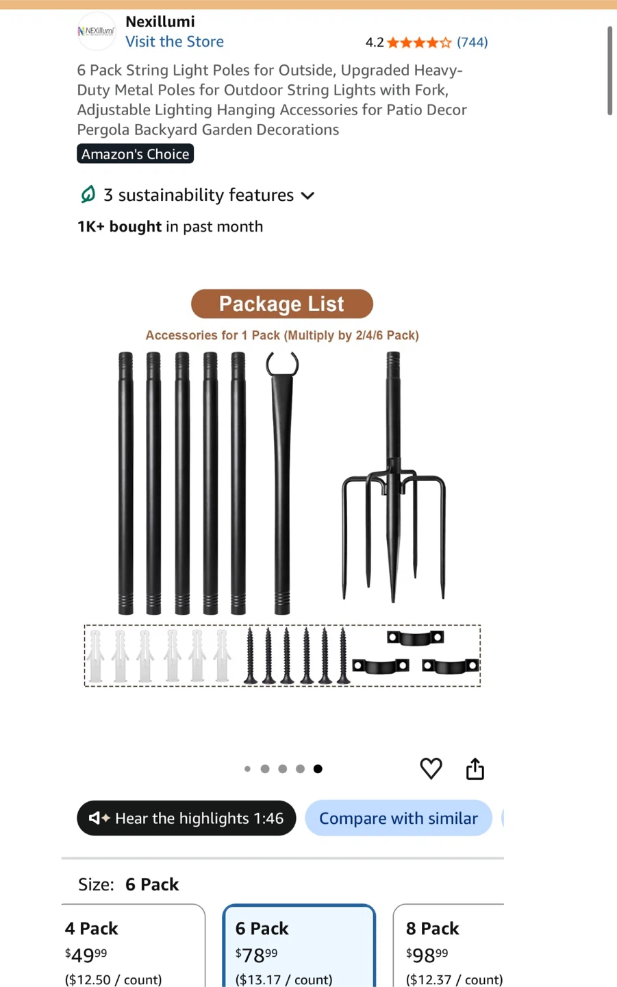 Nexillumi 6 Pack String Light Poles for Outside - photo 5