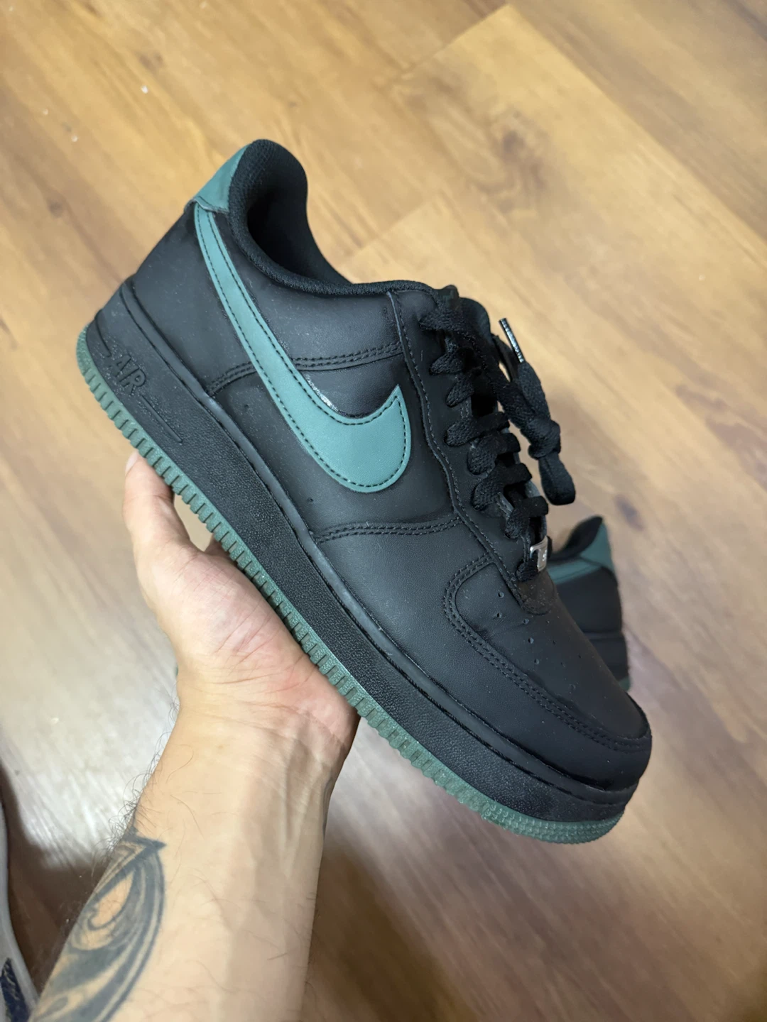 Size 10 - Nike Air Force 1 Low '07 Black Vintage Green