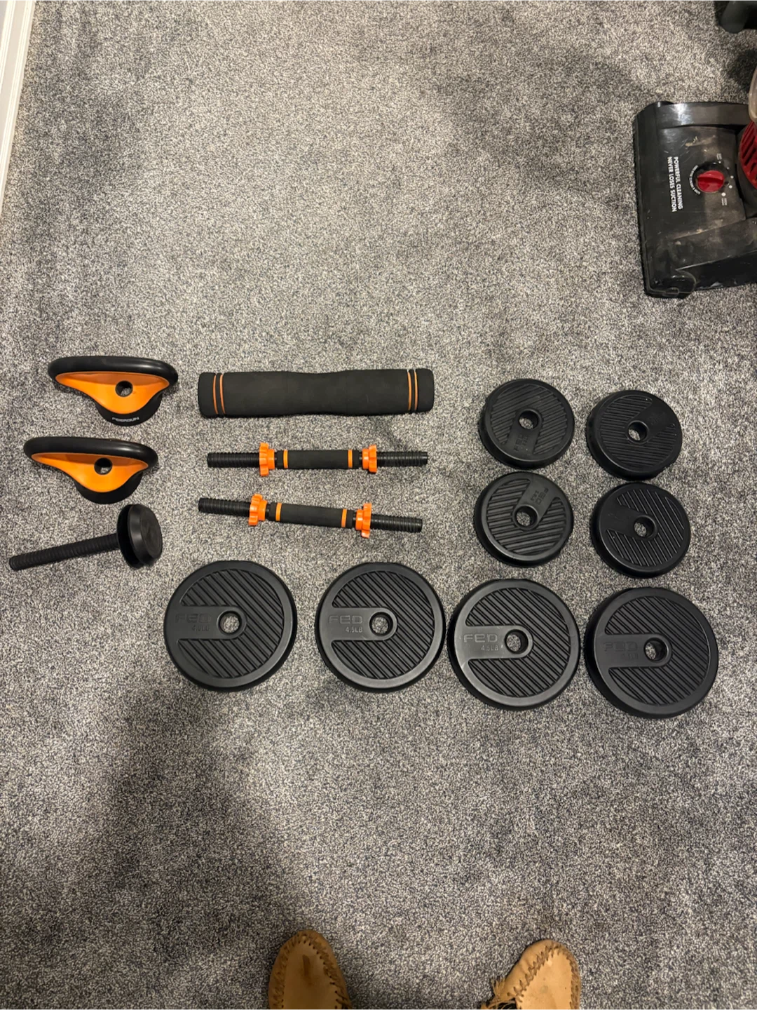 FED Adjustable Dumbbell Set with Barbell Attachment
