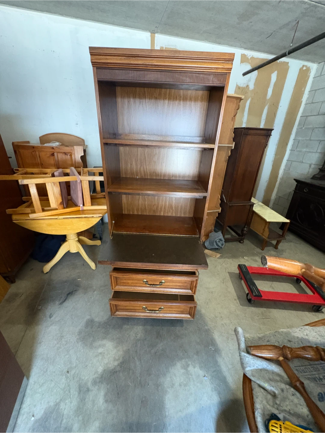 Free delivery used Vintage Wood Secretary Desk with Hutch - photo 4