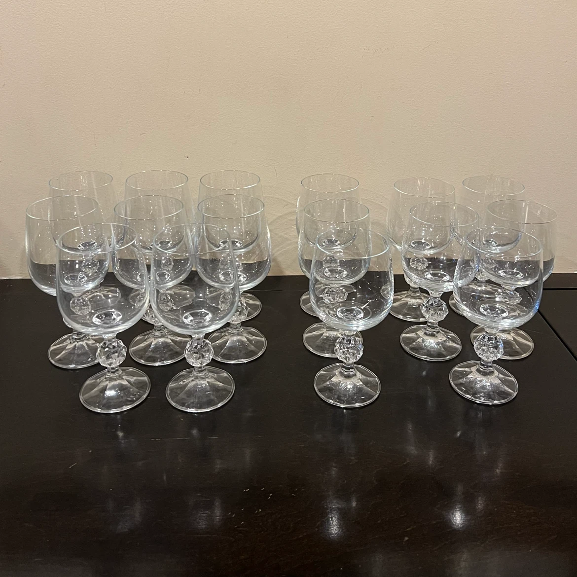 Bohemia Crystal Claudia Wine Glasses Diamond Faceted Stem Czech - photo 2