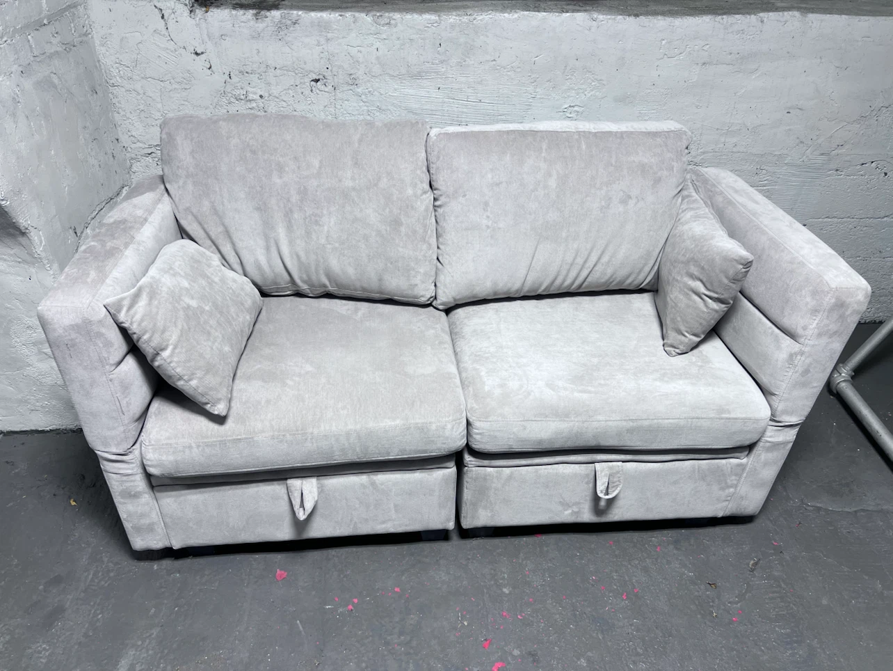 Light Gray Loveseat with Storage