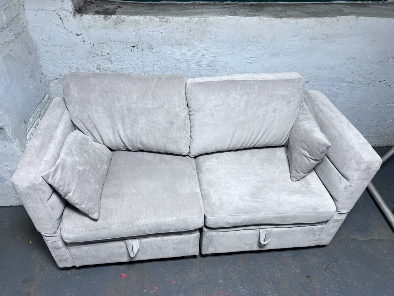 Light Gray Loveseat with Storage - photo 2