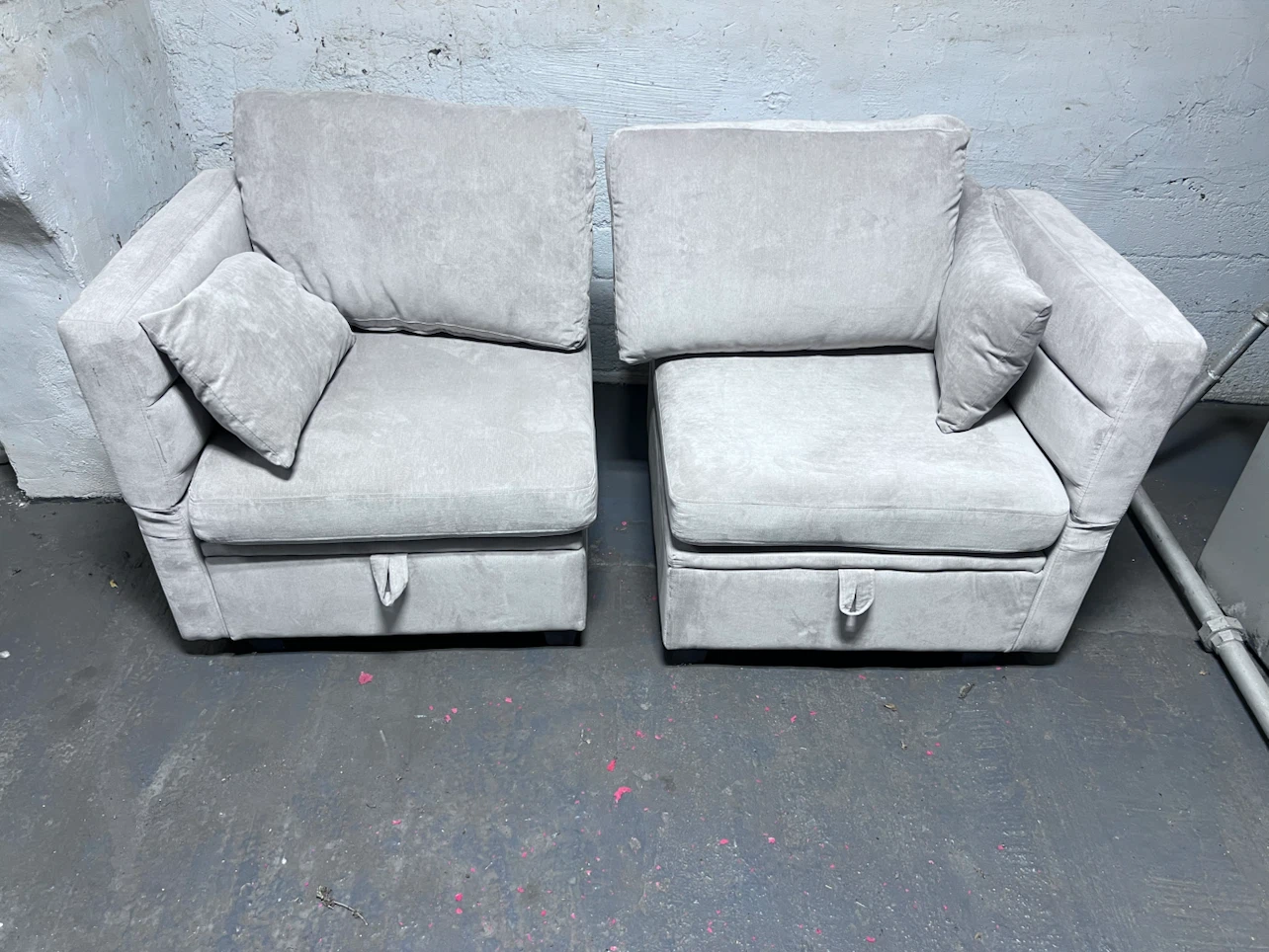Light Gray Loveseat with Storage - photo 3