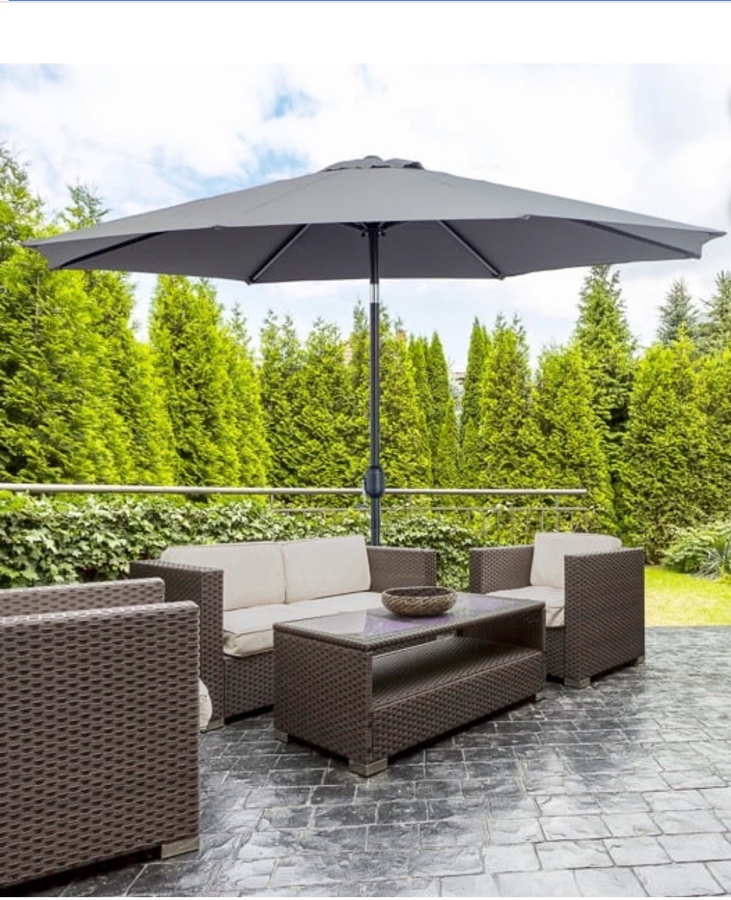 10’ ABC Canopy Grey Patio Table Umbrella with Tilt - photo 4