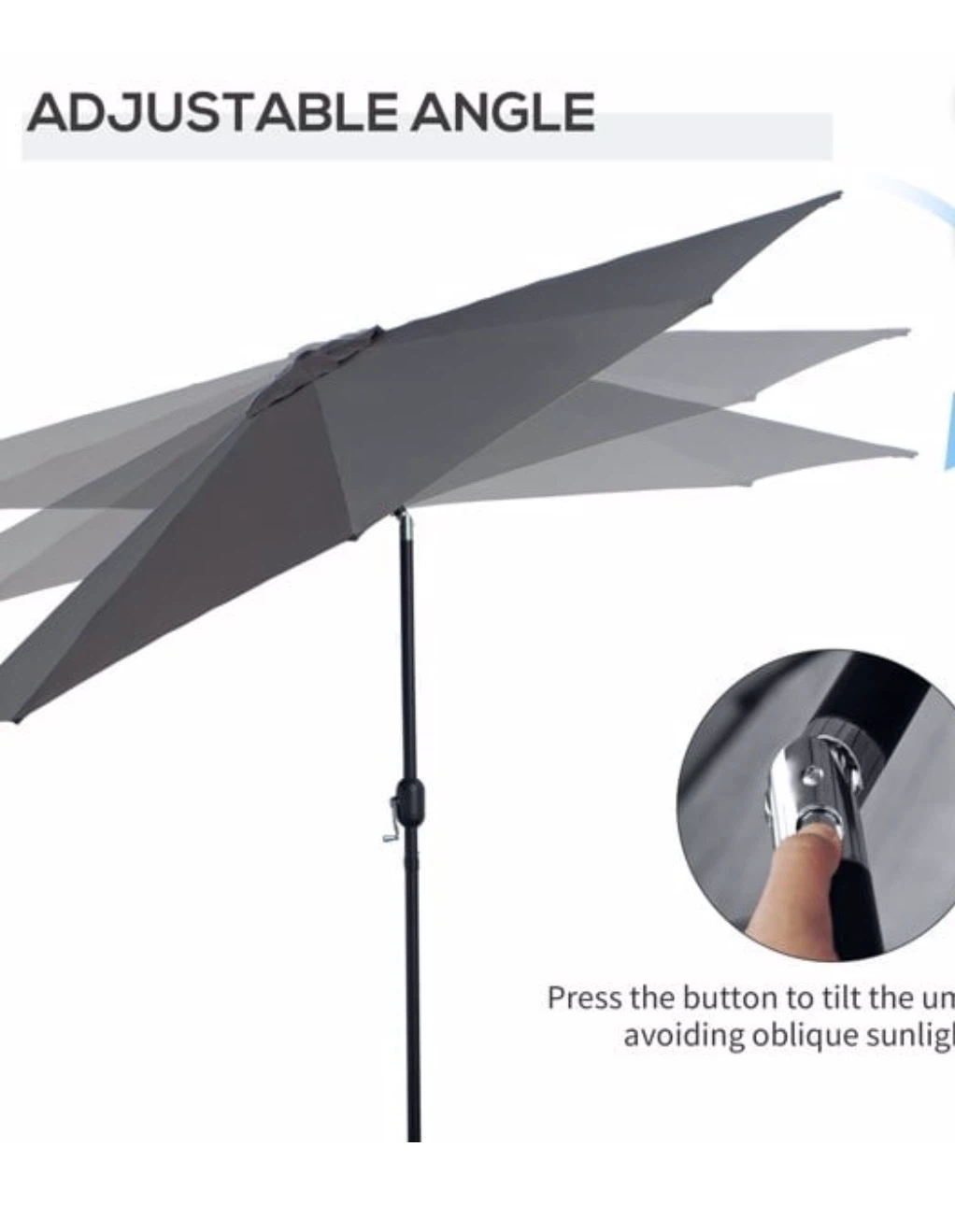 10’ ABC Canopy Grey Patio Table Umbrella with Tilt - photo 5
