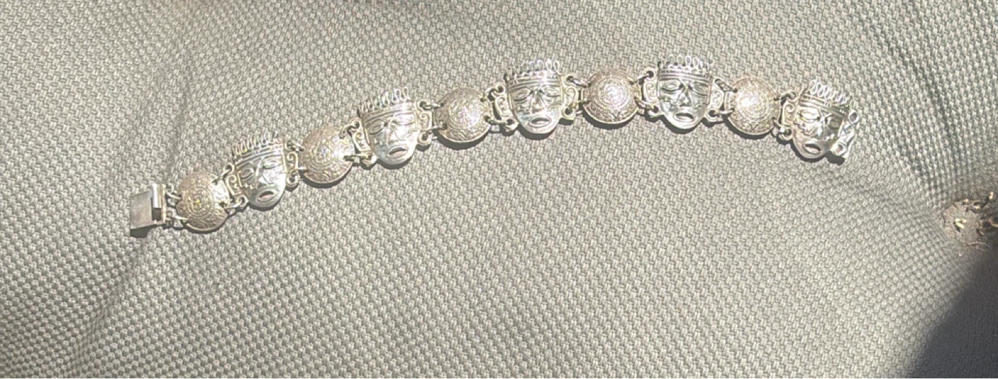 Sterling Silver Aztec Mask Bracelet - photo 3