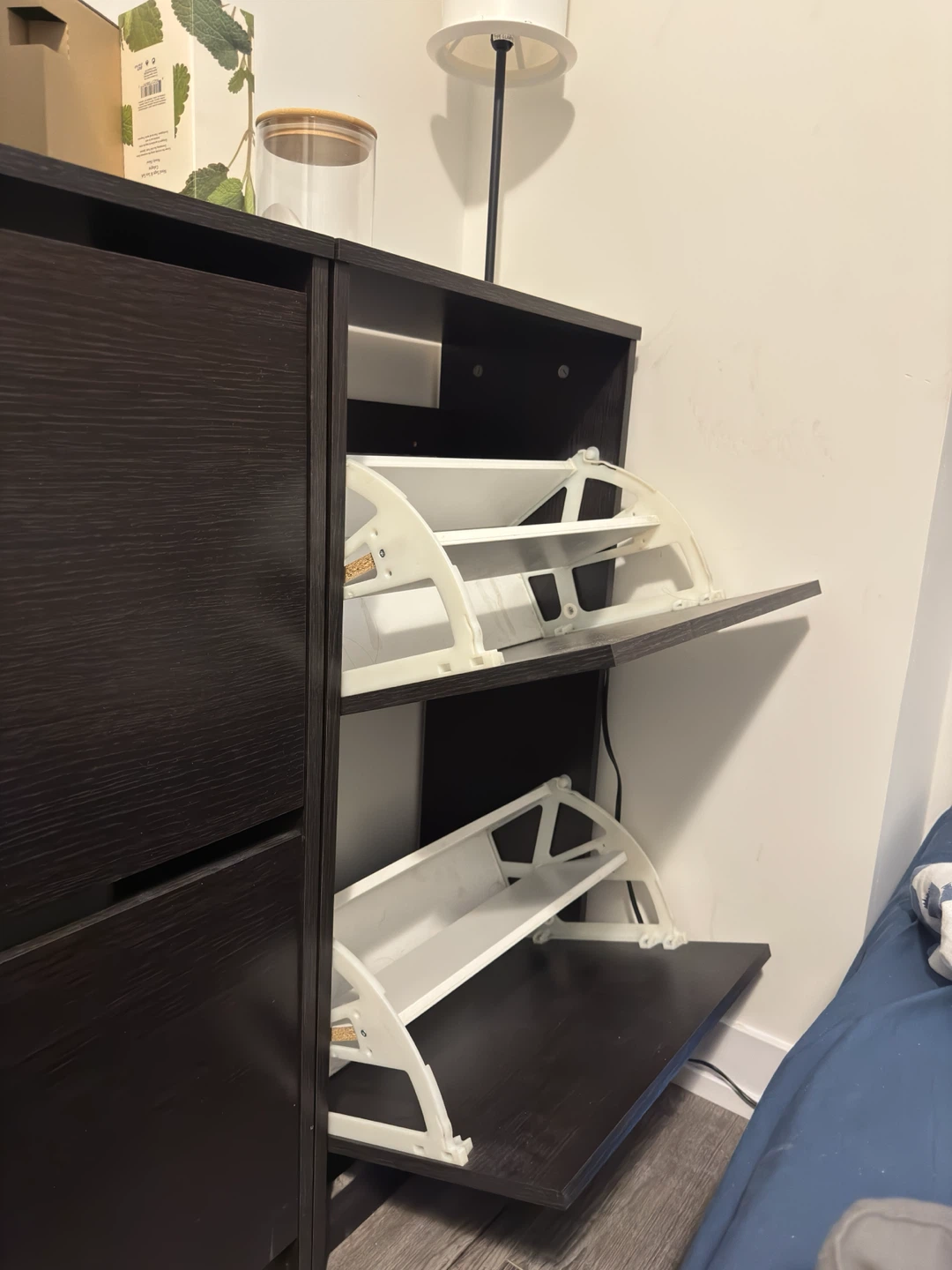 Dark Wood Shoe Cabinet with 2 Drawers