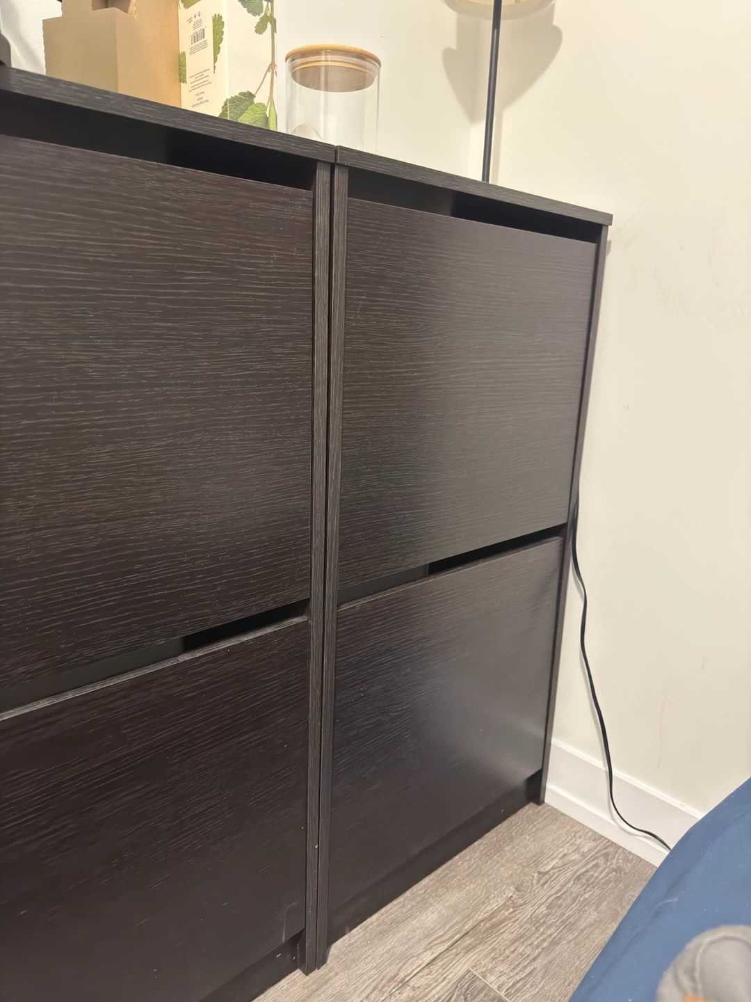 Dark Wood Shoe Cabinet with 2 Drawers - photo 2