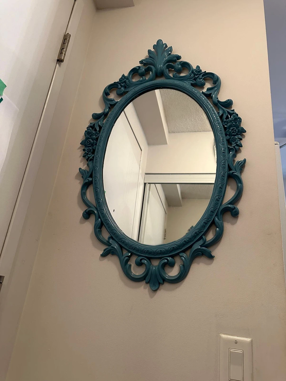 Decorative Teal Oval Mirror - photo 2