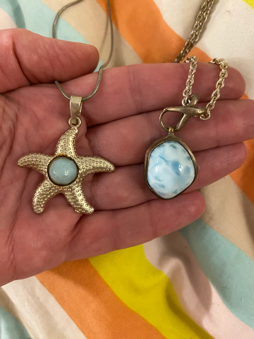 Starfish and Larimar Pendant Necklaces $15 altogether