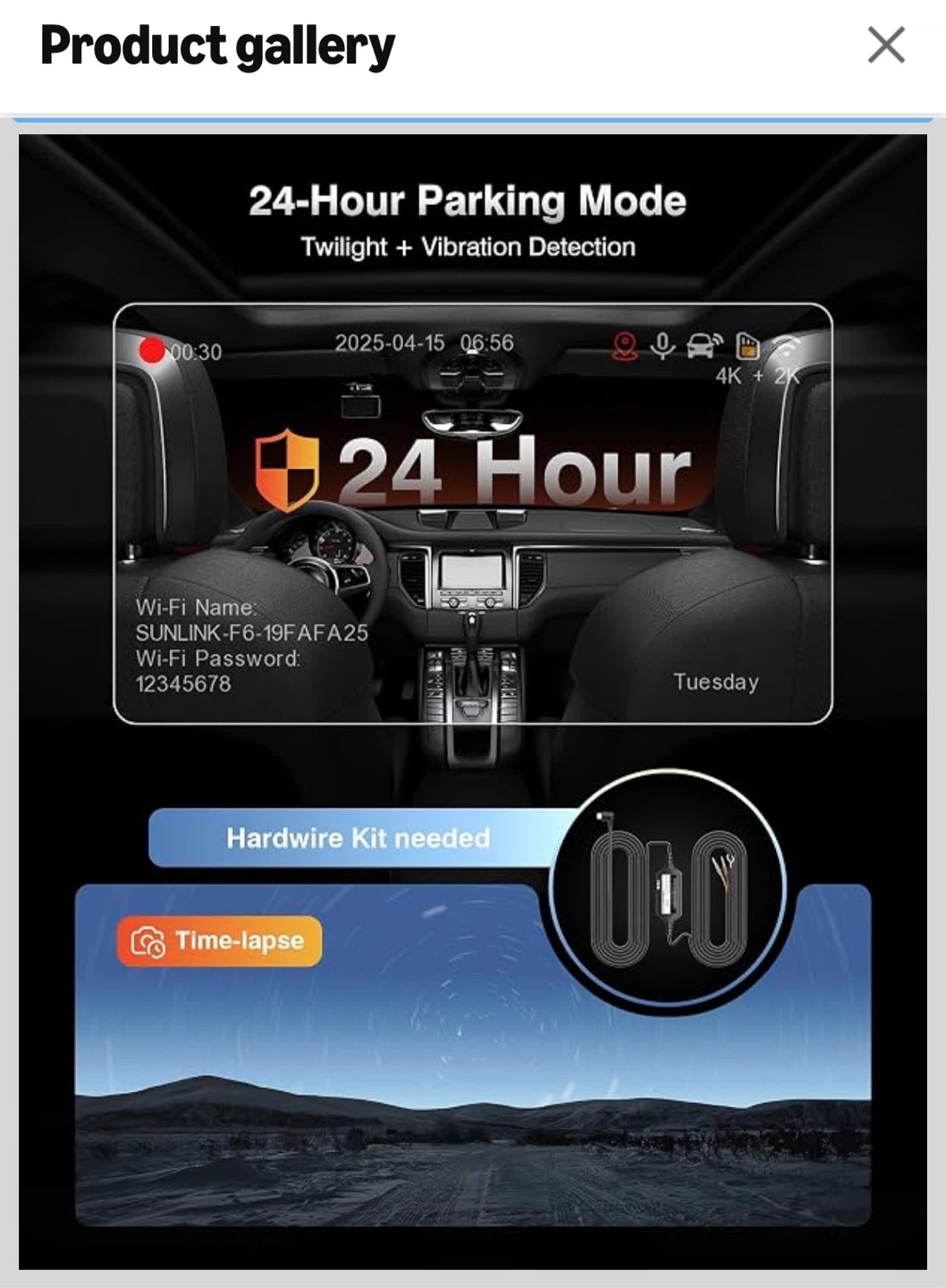FAIMEE 4K Dash Cam Front and Rear with 64GB Card - photo 3