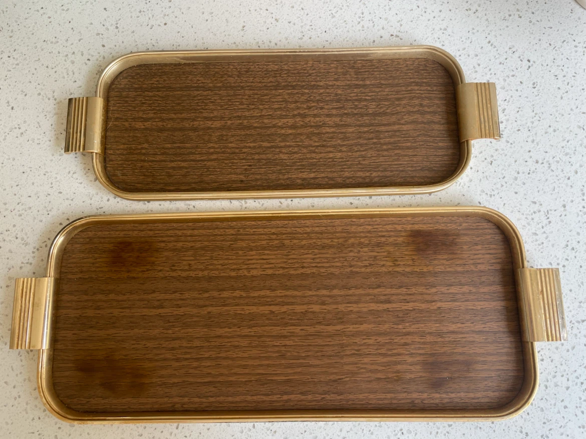 2 vintage mid-century modern serving trays
