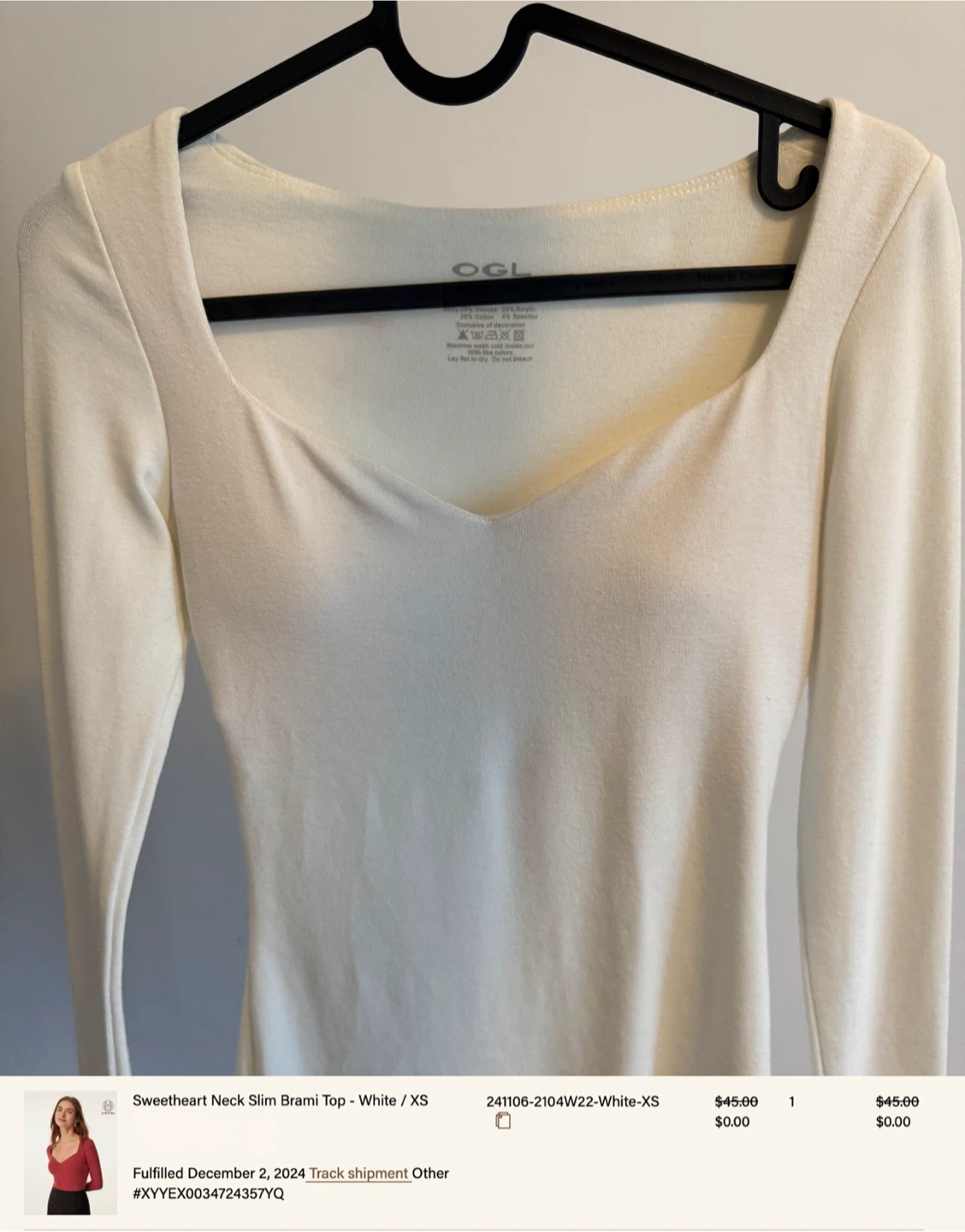 OGL Sweetheart Neck Slim Brami Top - White / XS