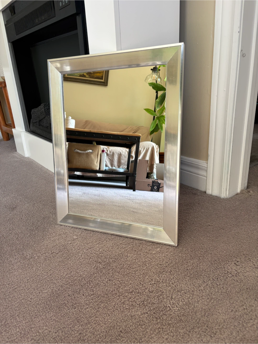 Silver Small Framed Wall Mirror
