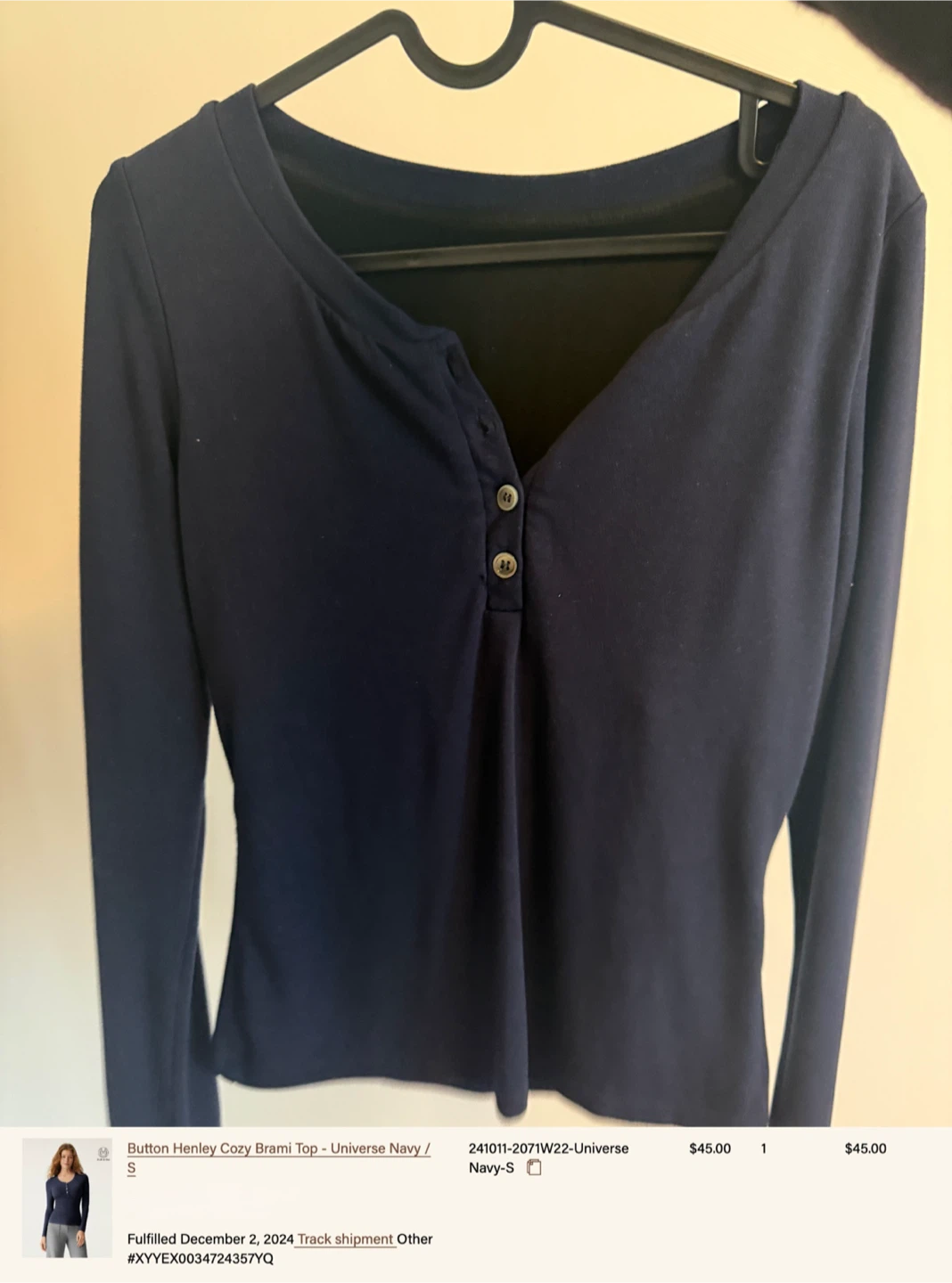 Button Henley Cozy Brami Top - Universe Navy - Size S