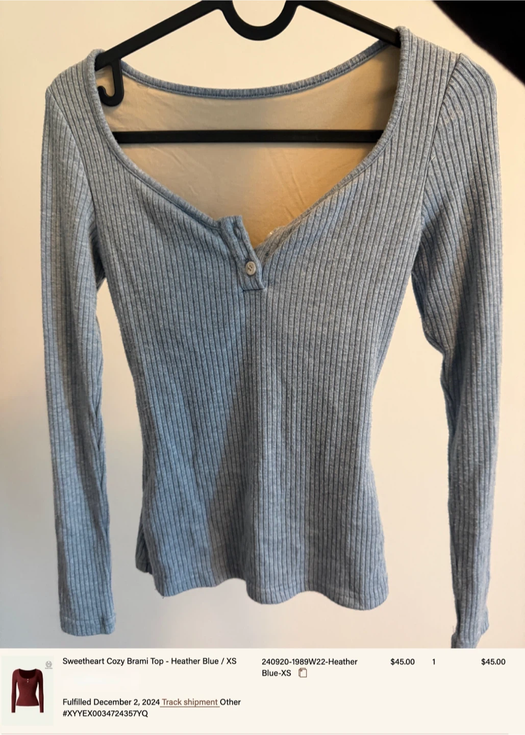 Sweetheart Cozy Brami Top - Heather Blue / XS