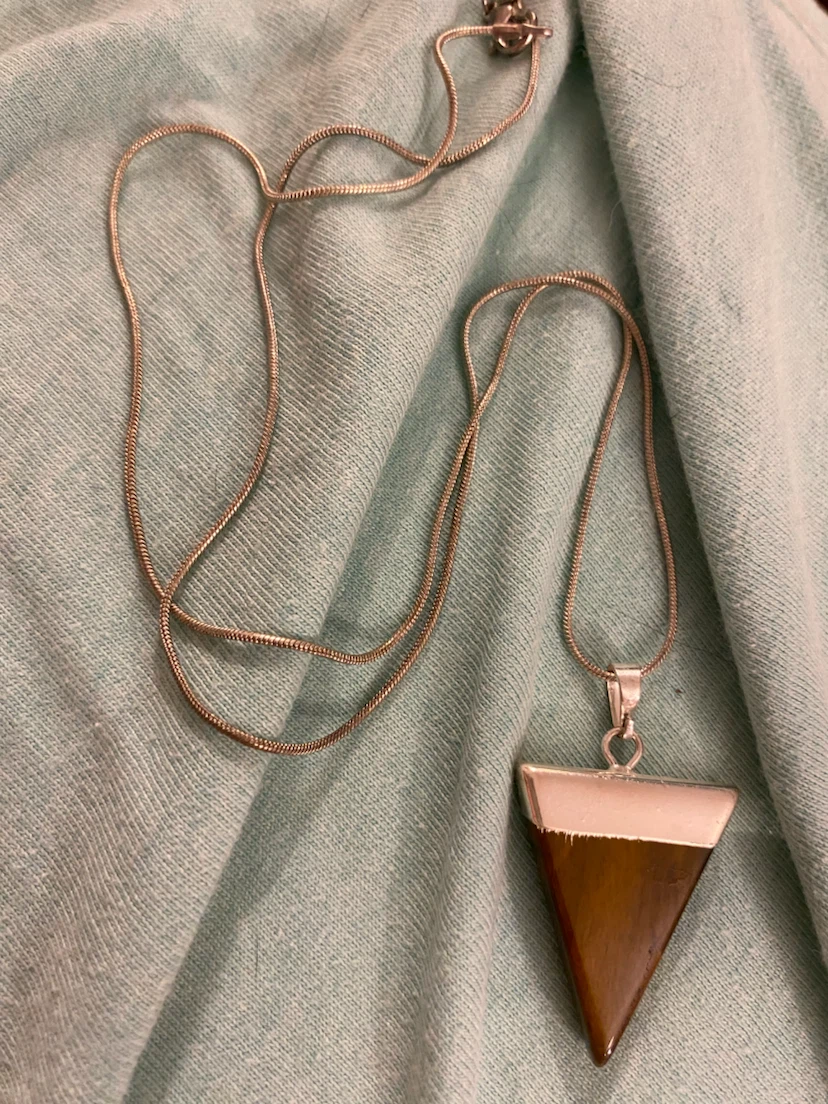 Tiger's Eye Triangle Pendant Necklace