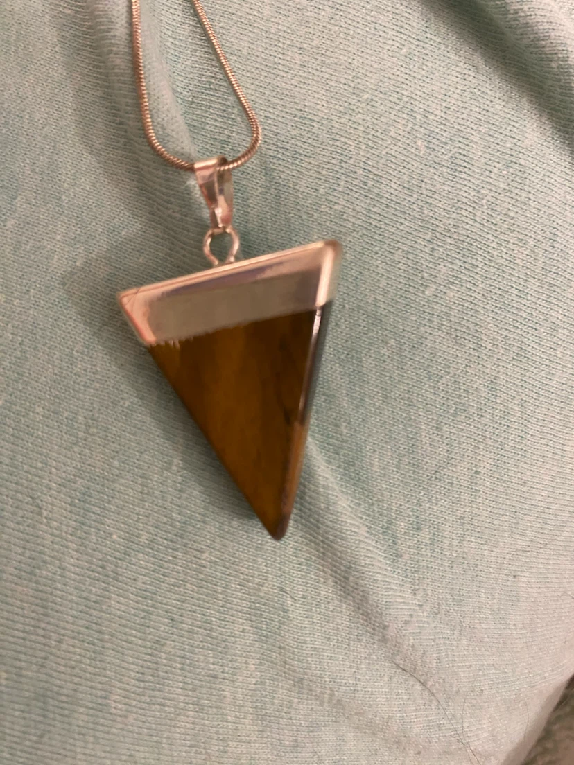 Tiger's Eye Triangle Pendant Necklace - photo 2