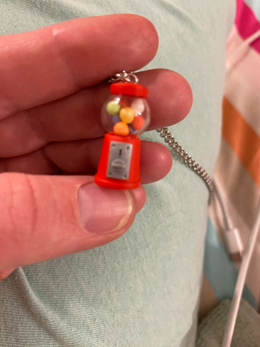 Red Gumball Machine Charm  necklace - handmade