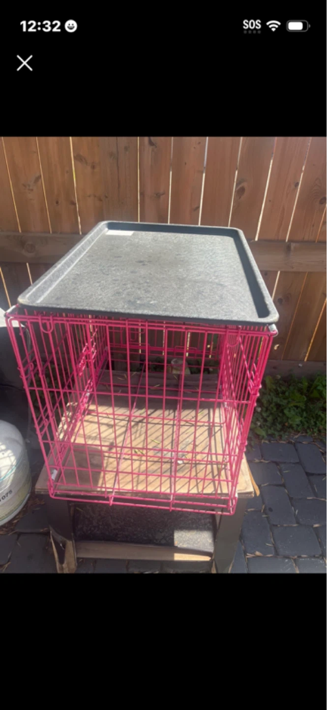 Pink Metal Dog Crate