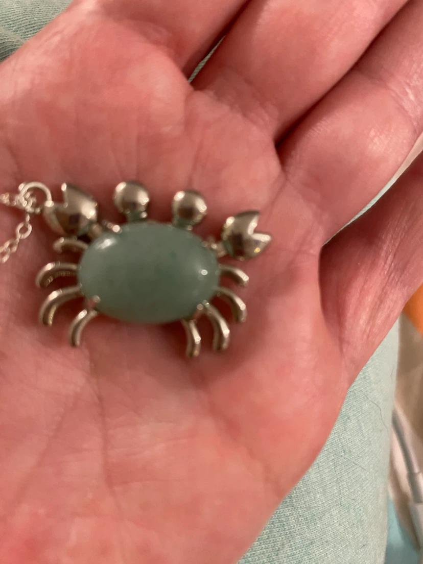 Brand new green aventurine Crab Pendant Necklace