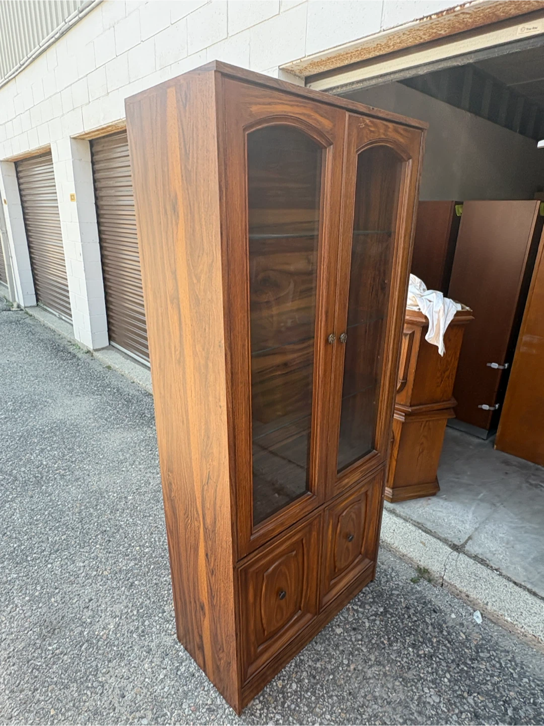 Free delivery used Wooden Display Cabinet with Glass Doors - photo 2