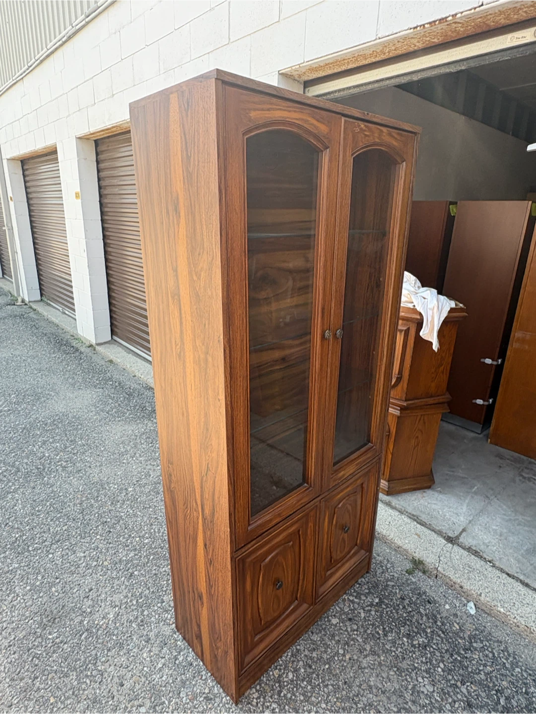 Free delivery used Wooden Display Cabinet with Glass Doors - photo 3