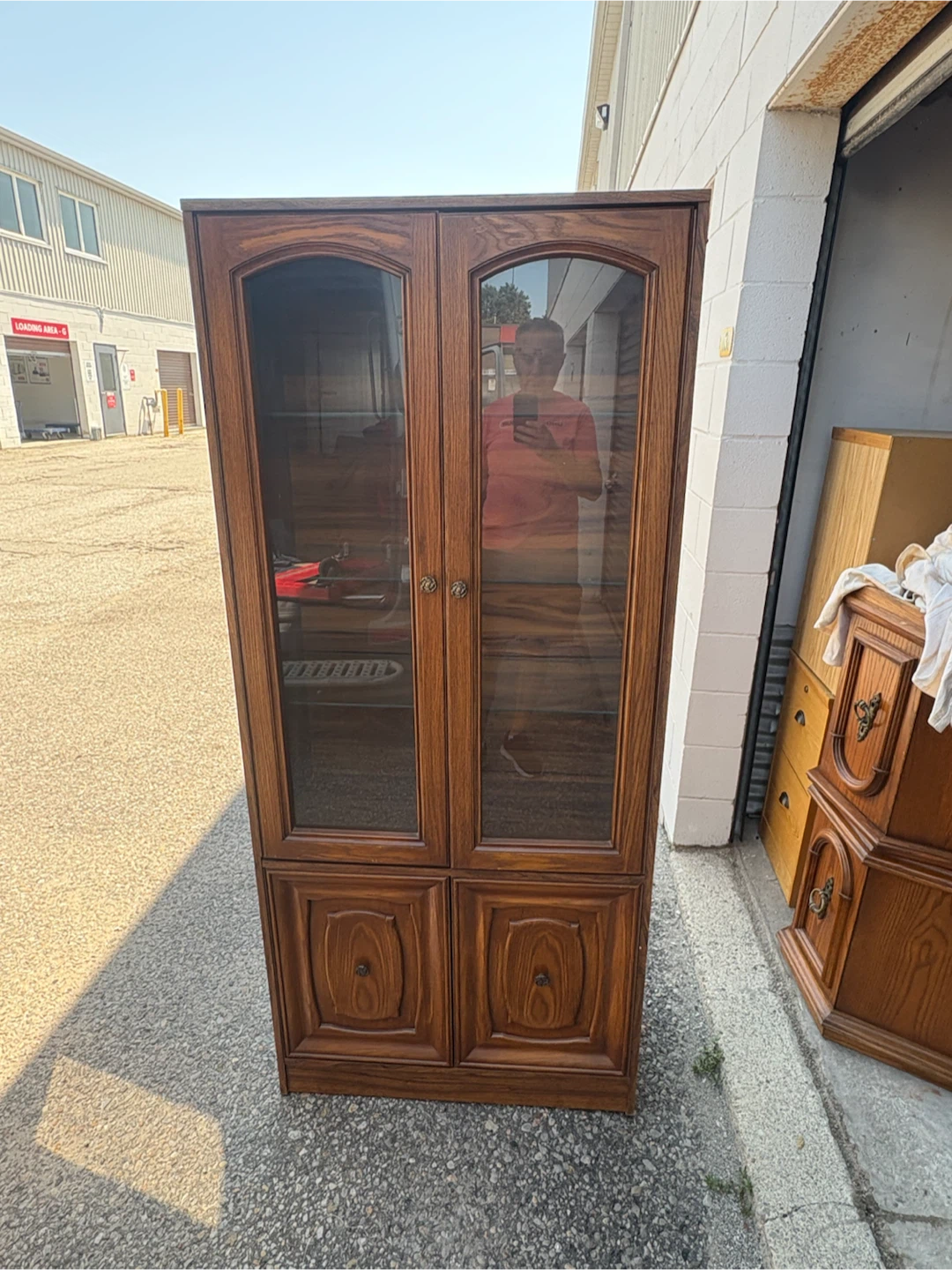 Free delivery used Wooden Display Cabinet with Glass Doors - photo 4