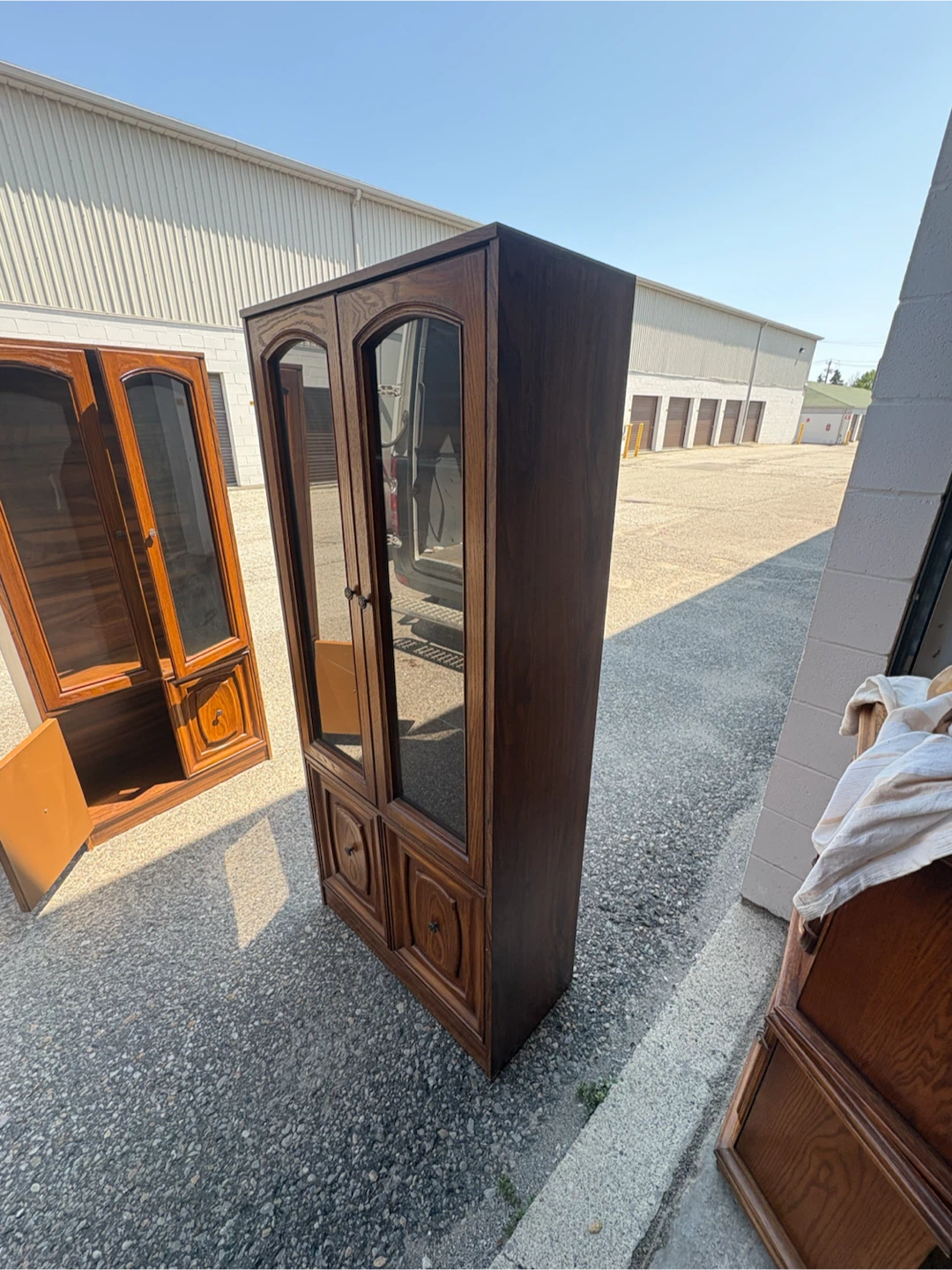 Free delivery used Wooden Display Cabinet with Glass Doors - photo 5