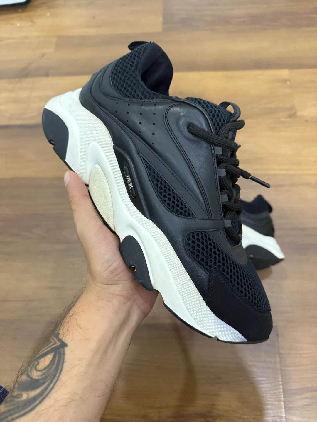 Dior B22 Mesh Leather Sneakers EU 45 US 12 - Black