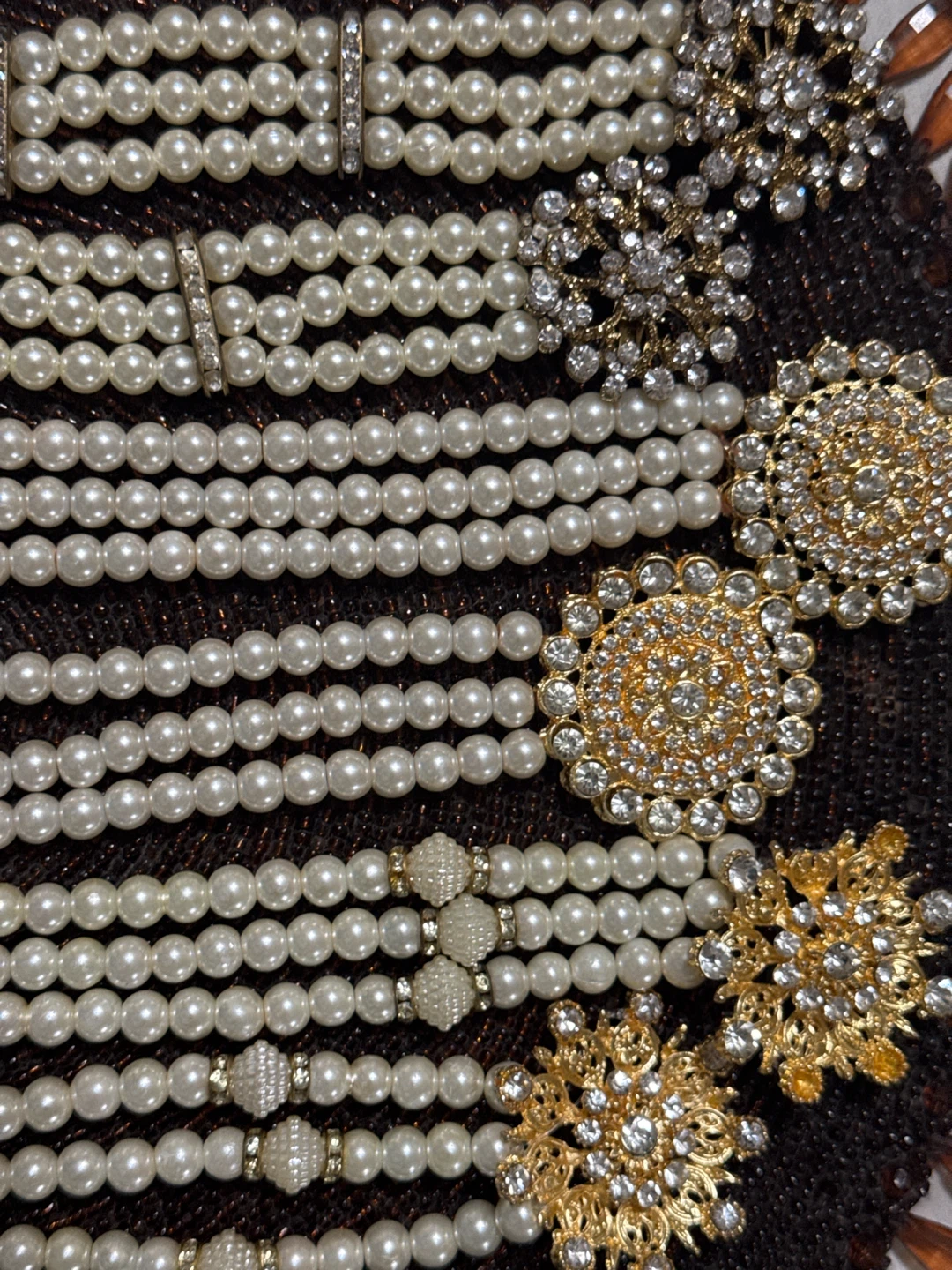 9. *Handcrafted Pearl & Crystal Beaded Dress Adornment. - photo 4