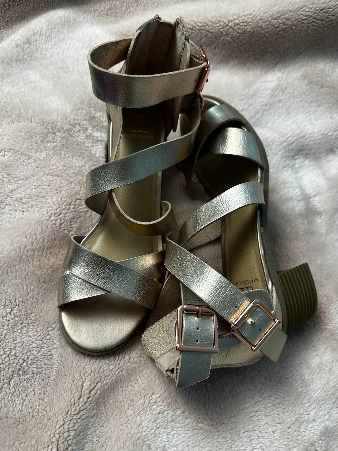 Gold Block Heel Sandals