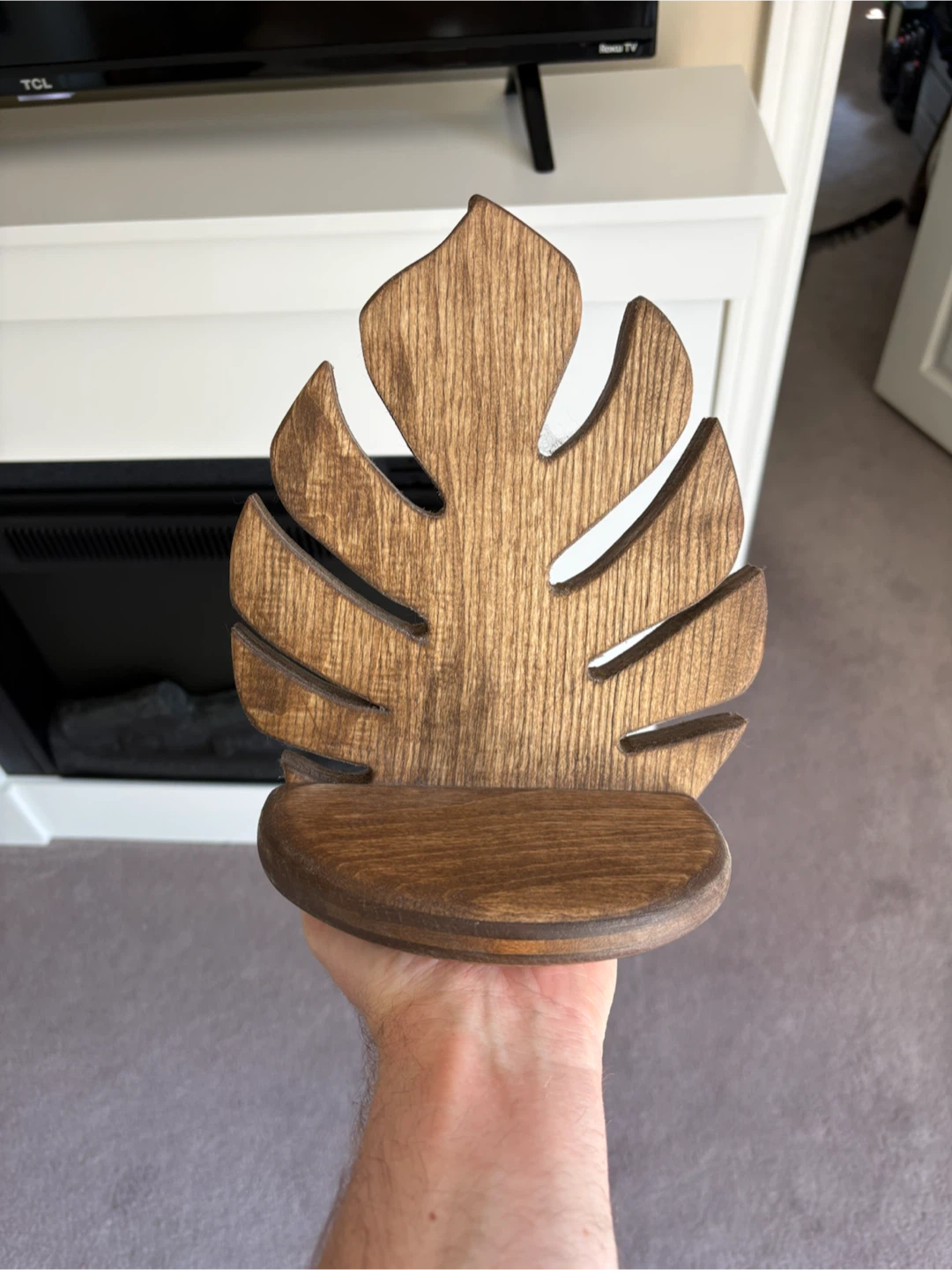 Wooden Monstera Leaf Shelf