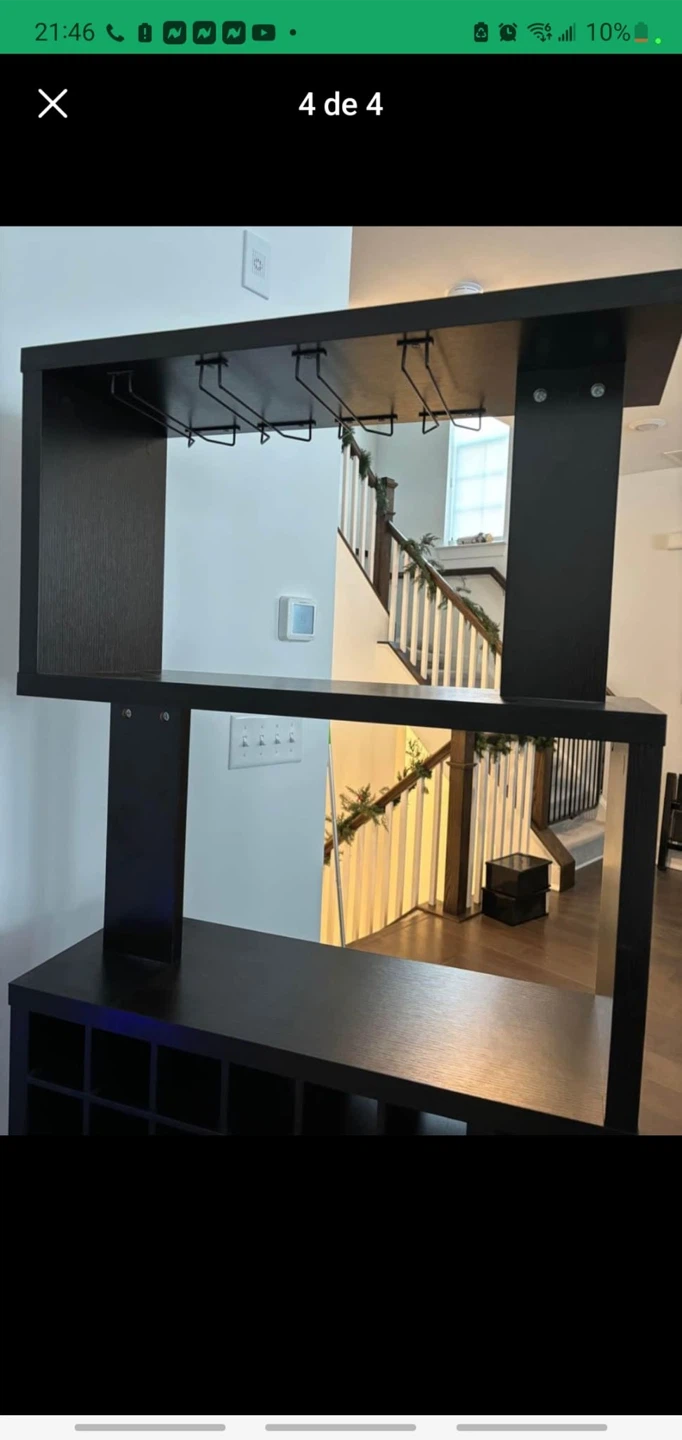 Dark Wood Wine Rack and Bar Cabinet with Glass Holders - photo 2