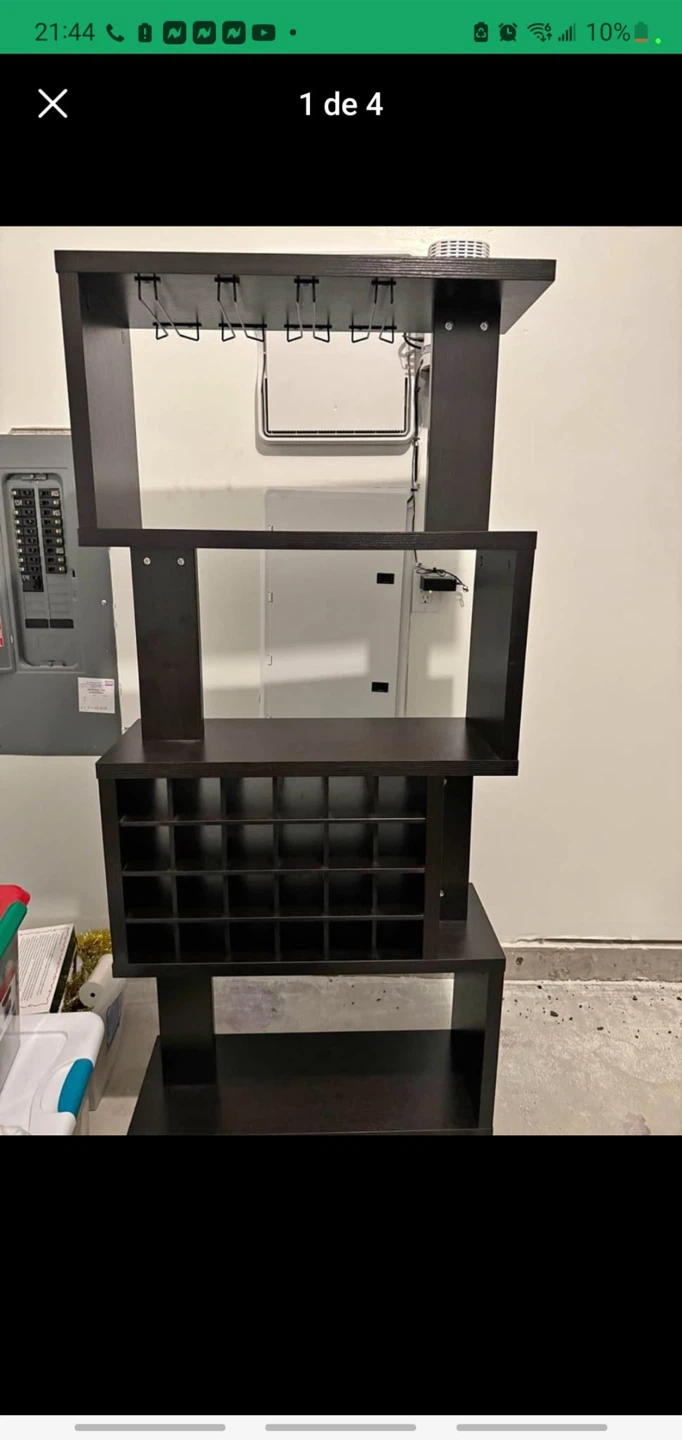 Dark Wood Wine Rack and Bar Cabinet with Glass Holders - photo 4
