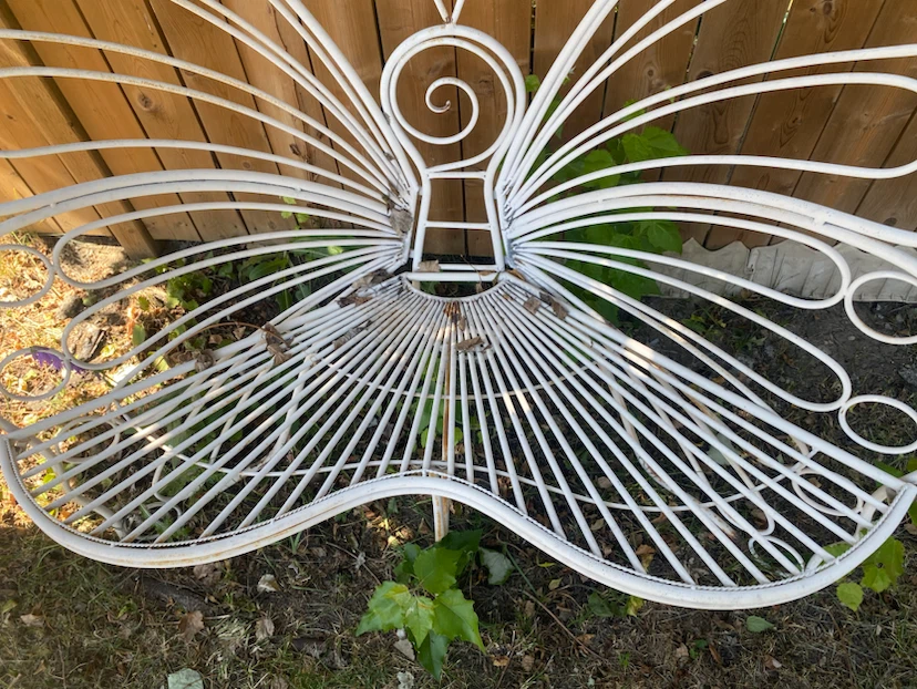 White Metal Butterfly Garden Bench - photo 5
