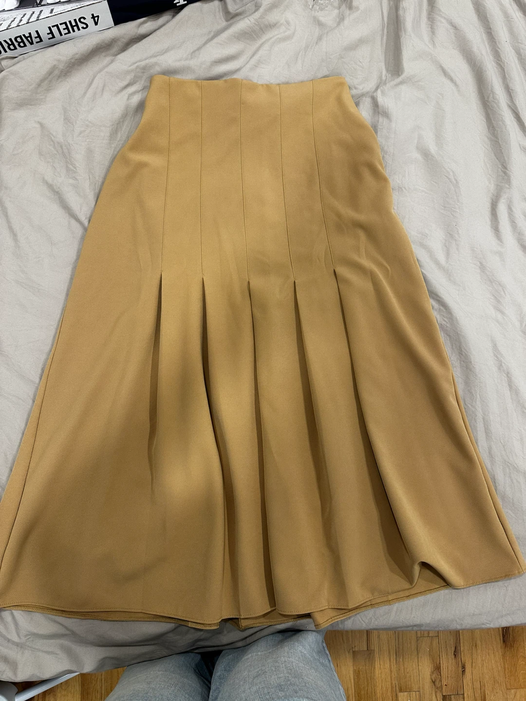 Zara Pleated Midi Skirt - Tan - Size L