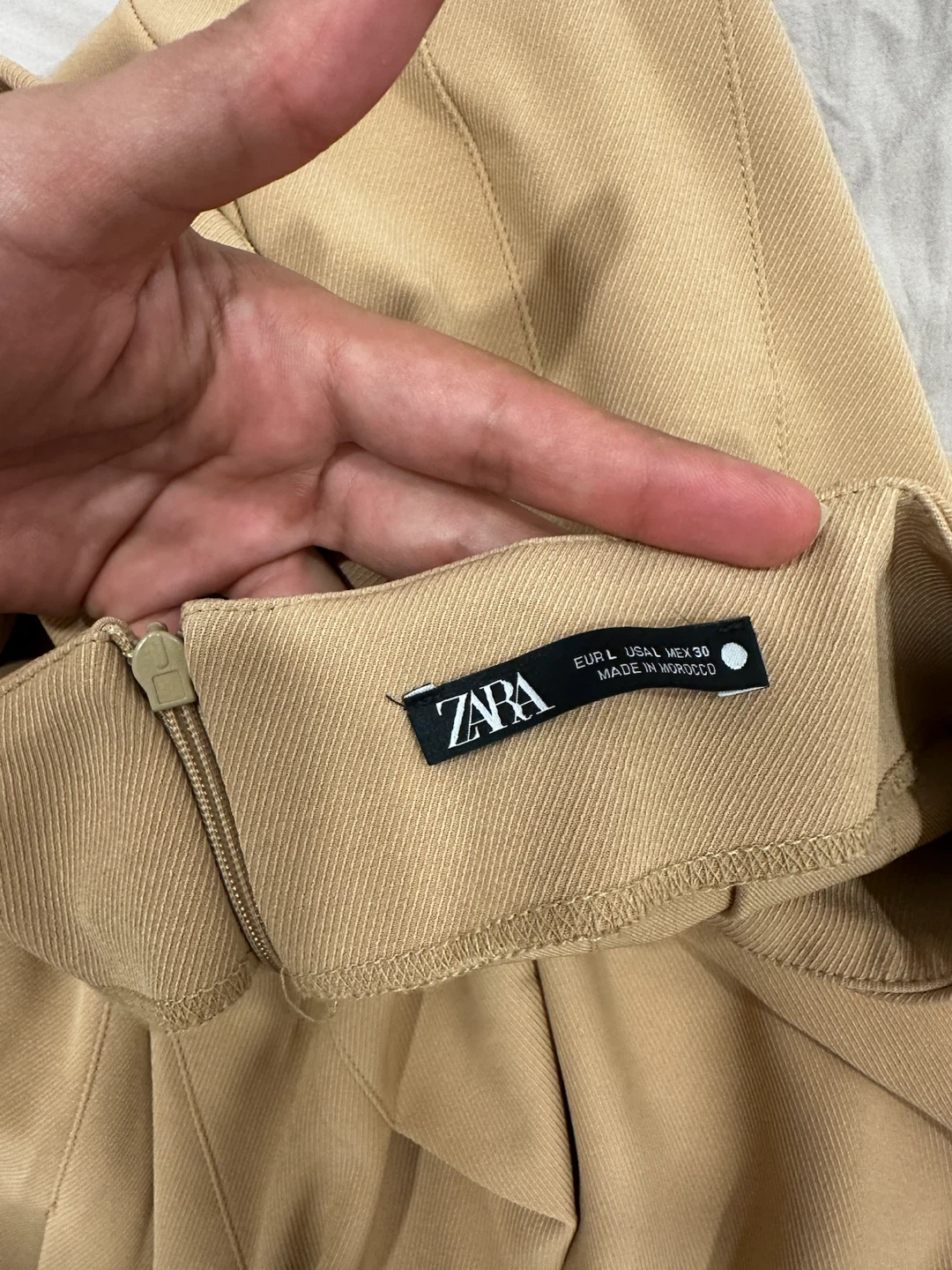 Zara Pleated Midi Skirt - Tan - Size L - photo 2