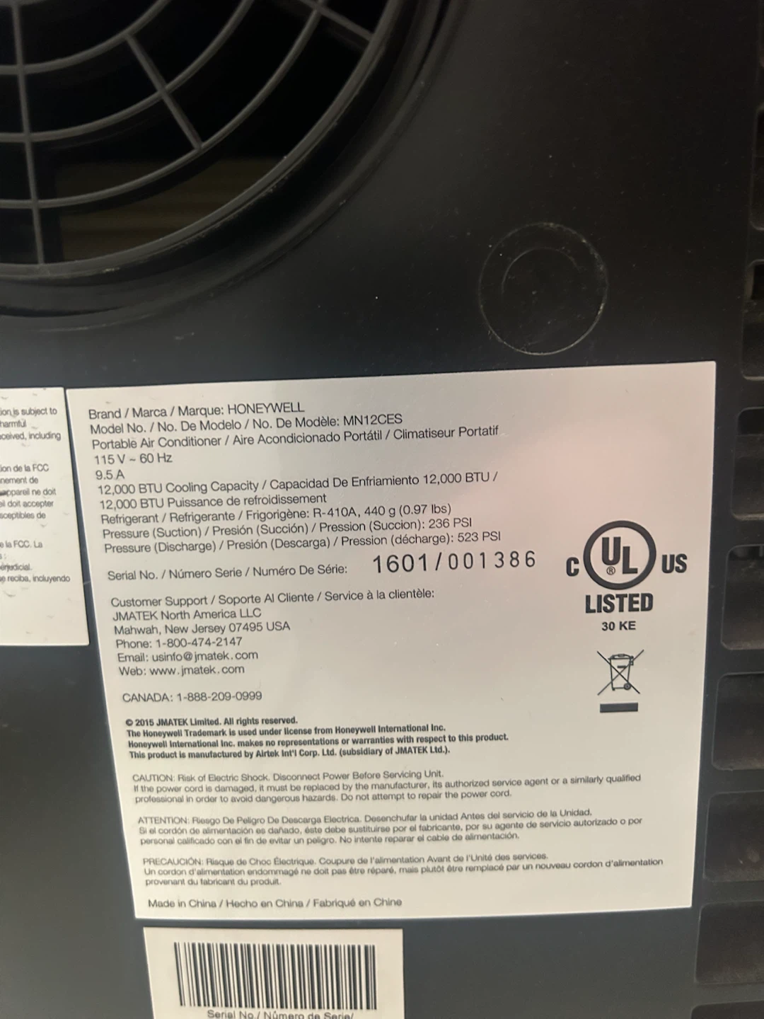 Honeywell MN12CES 12,000 BTU Portable Air Conditioner - photo 3