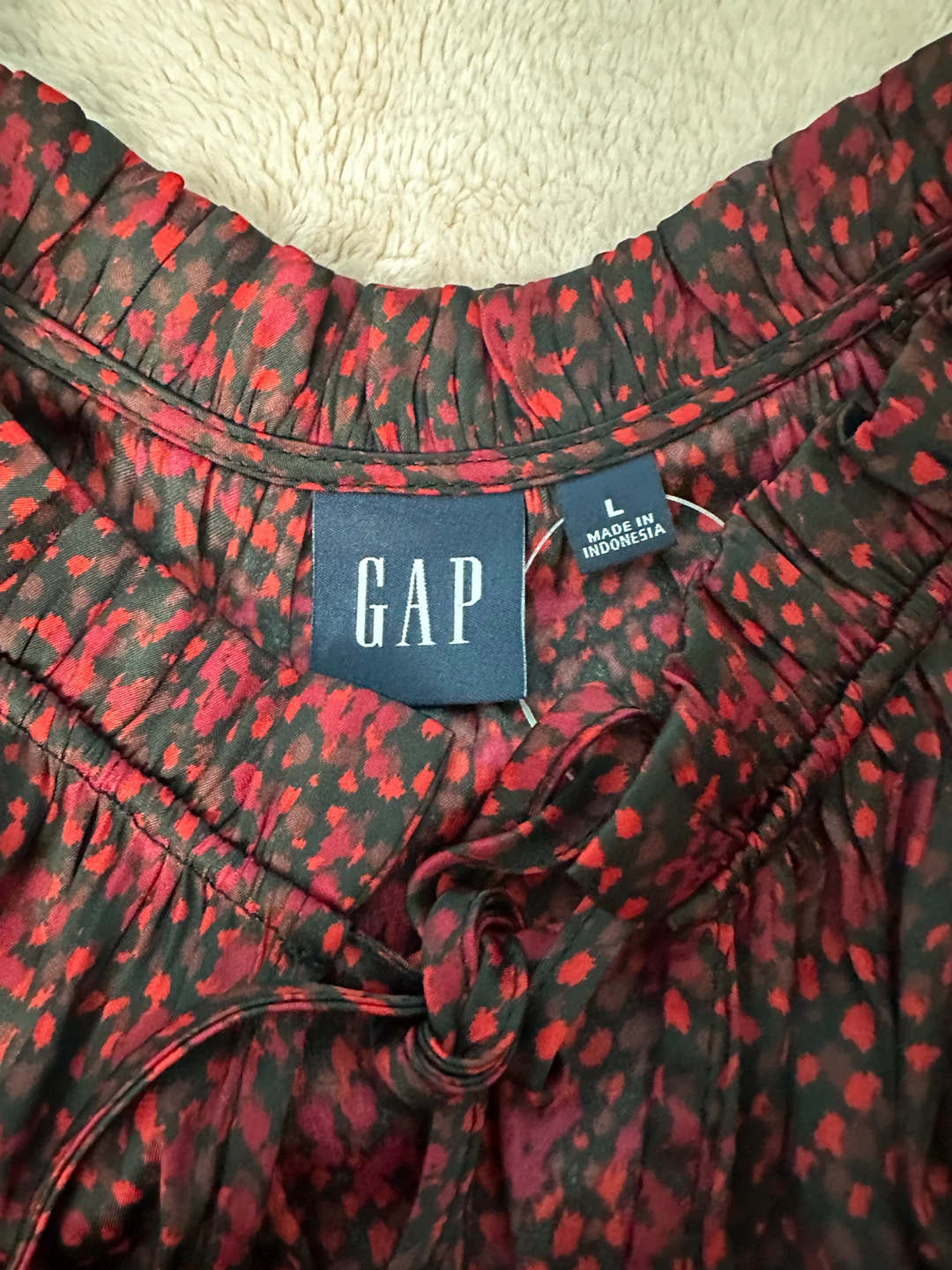 Gap Women's Long Sleeve Dress Red Floral Size L