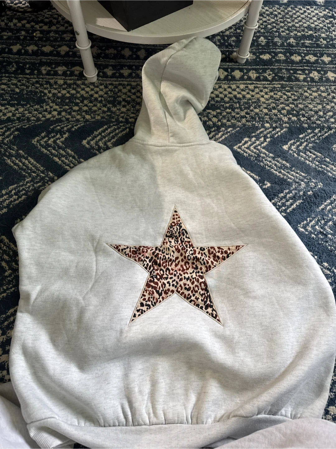 Grey Hoodie with Leopard Star