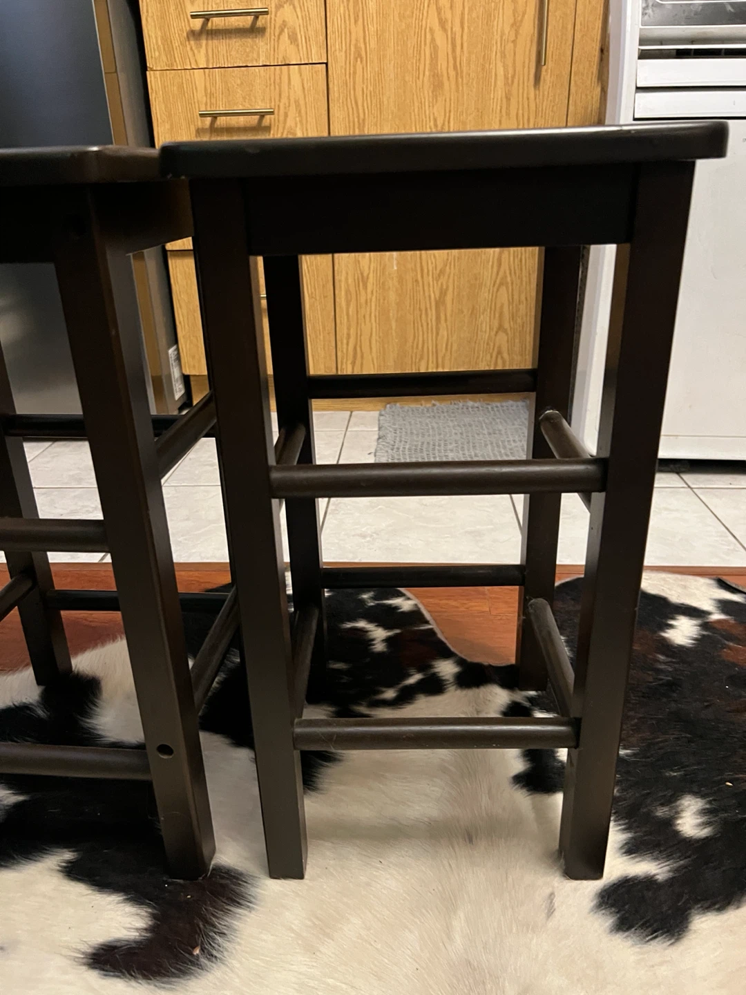 Set of 2 Dark Brown Wooden Bar Stools - photo 2