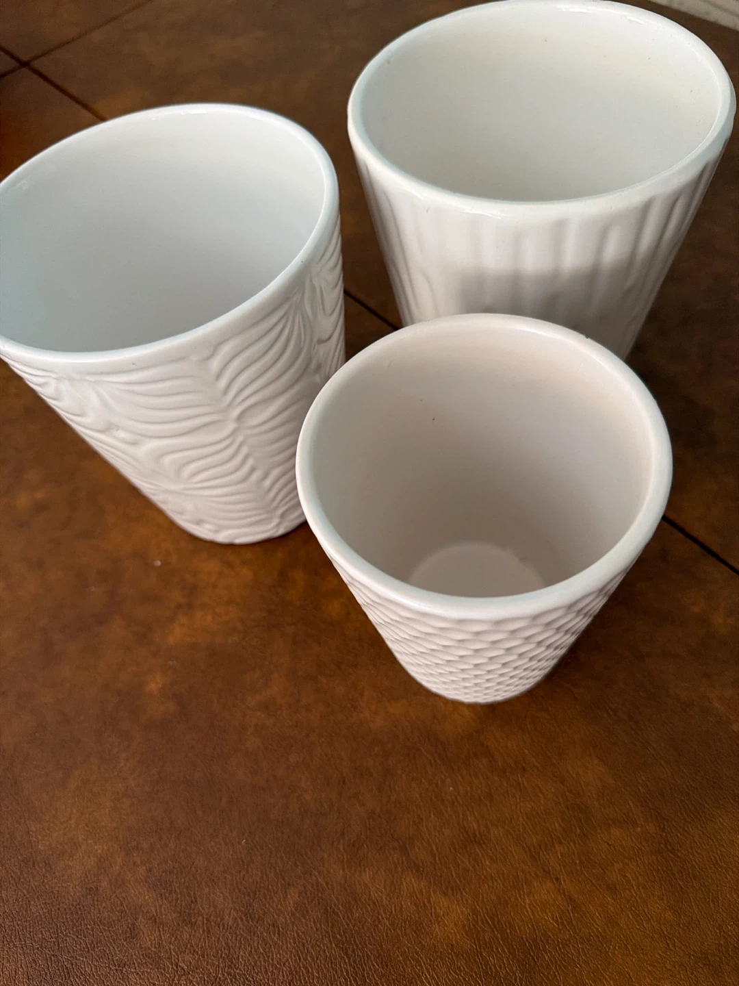 Set of 3 White Ceramic Planters
