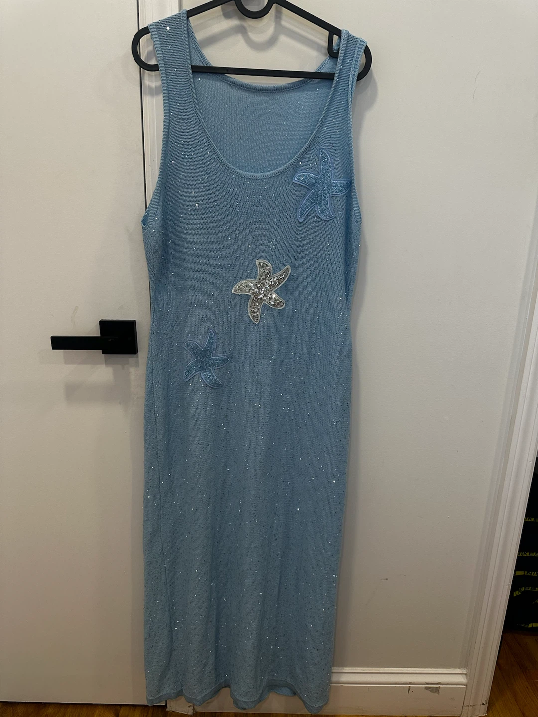 Light Blue Beaded Dress with Starfish Embellishments
