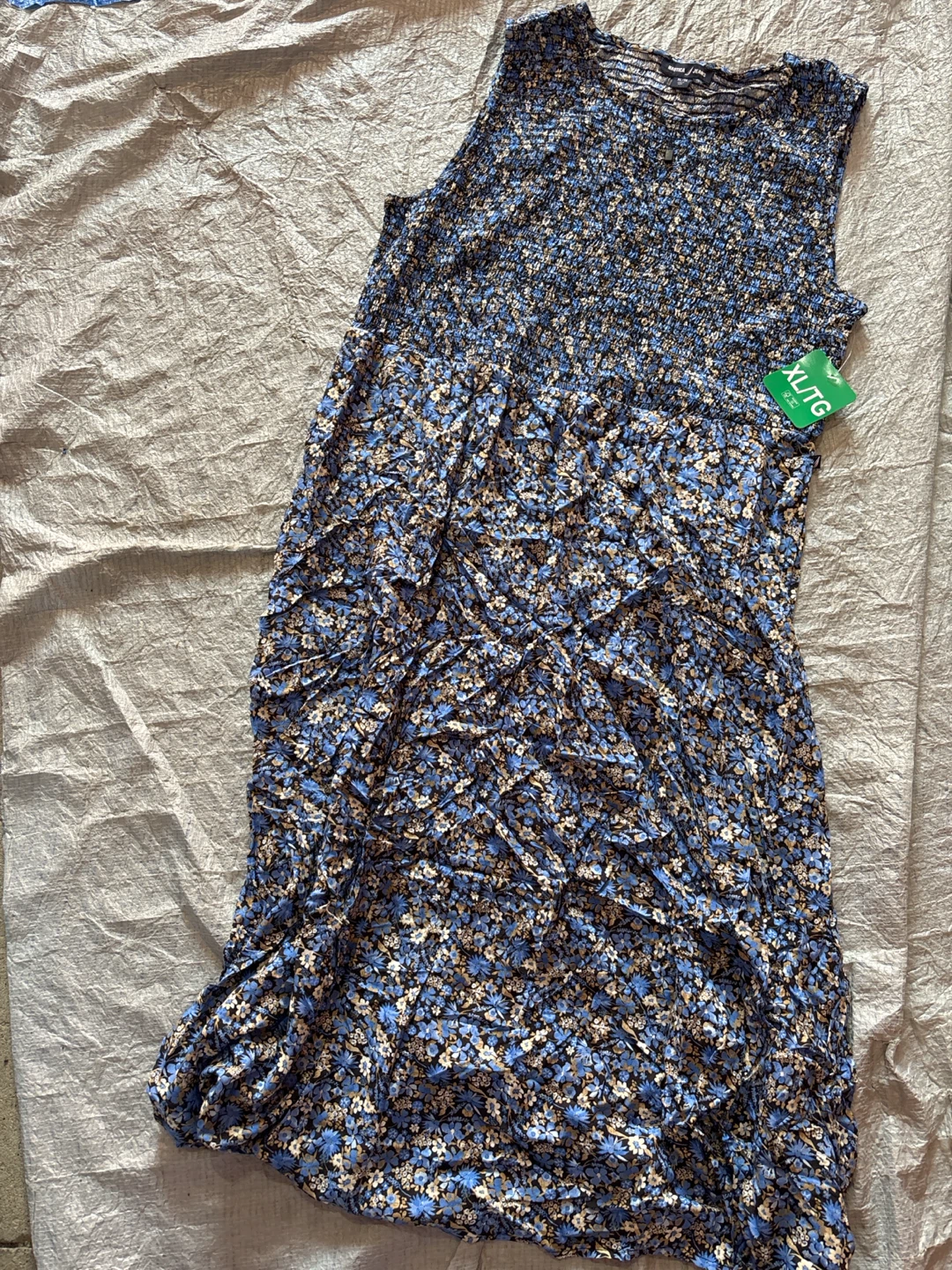 Nautica Jeans Floral Print Smocked Midi Dress XL