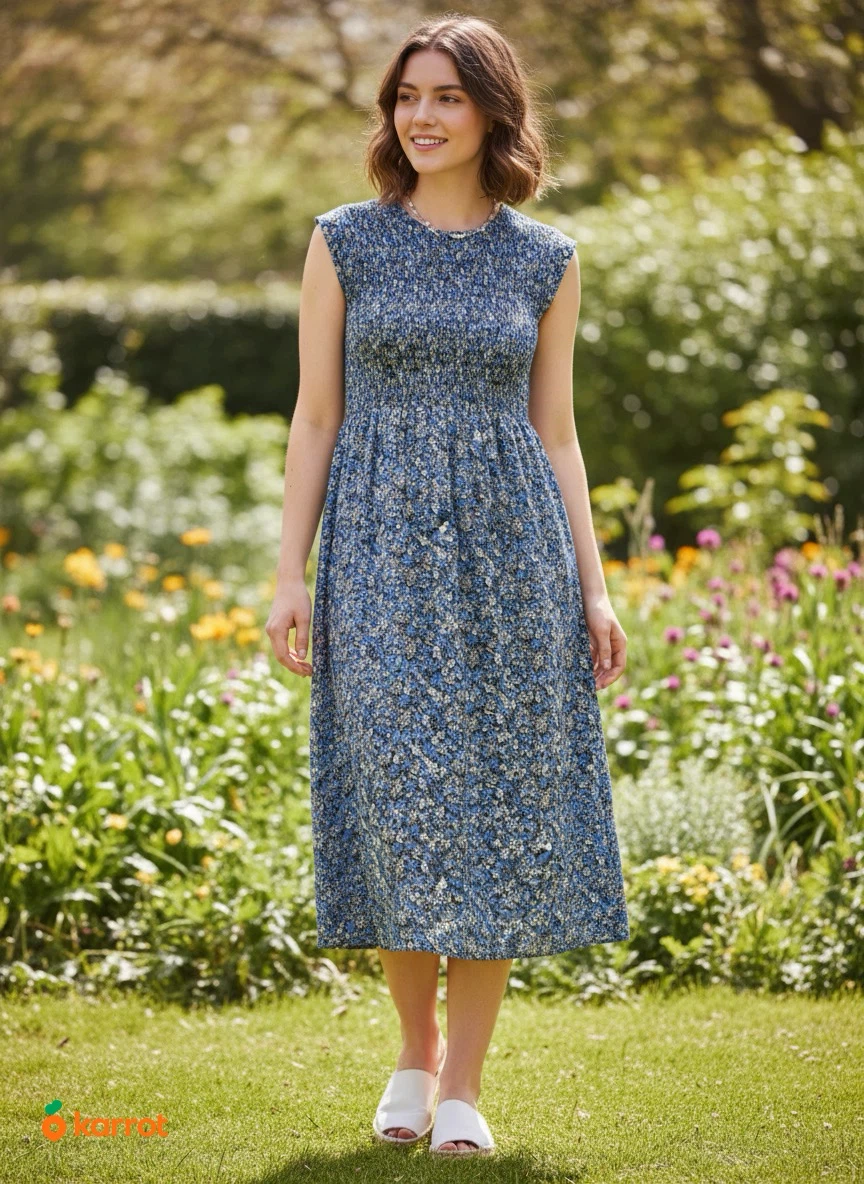 Nautica Jeans Floral Print Smocked Midi Dress XL - photo 4